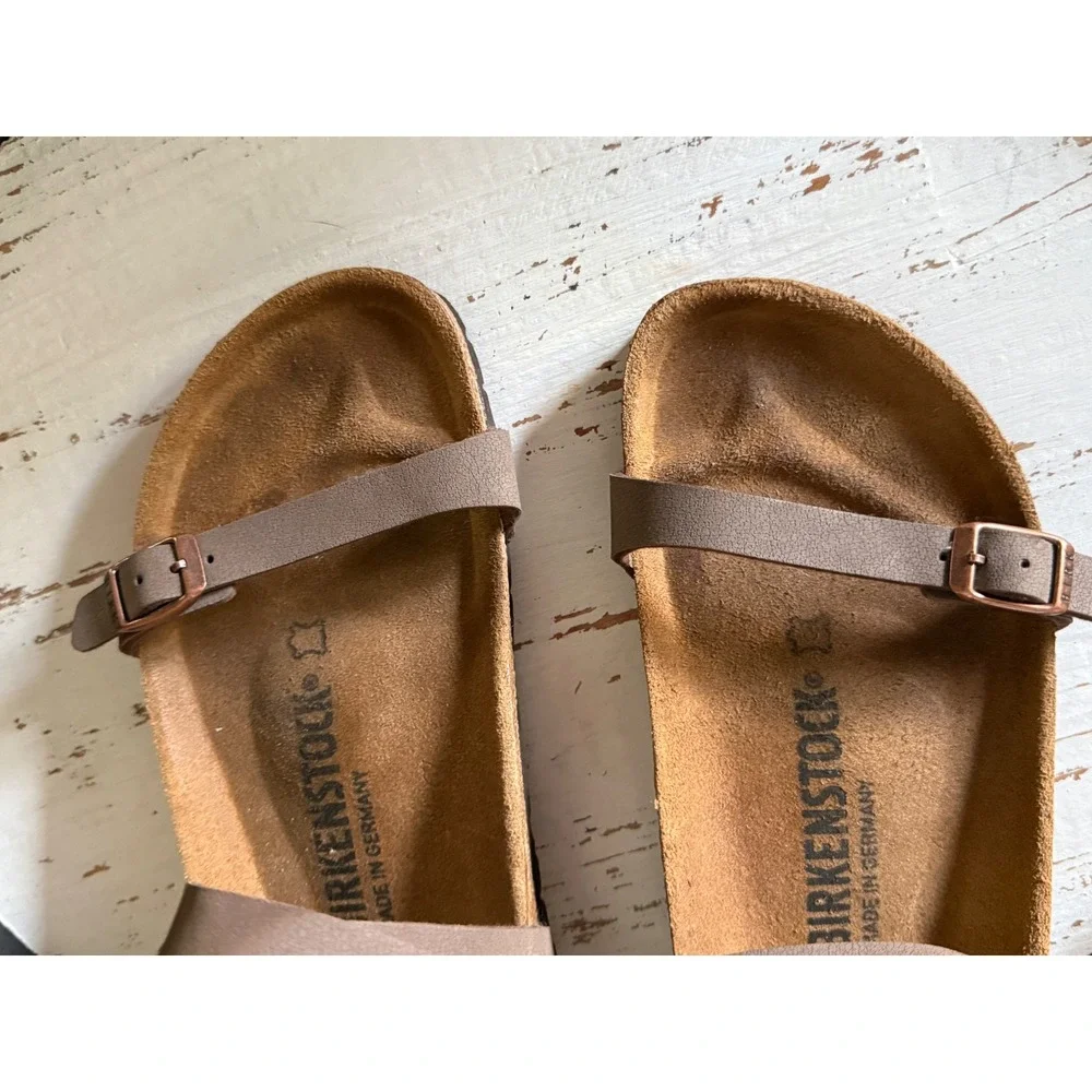 Birkenstock Yara Sandals Mocha Brown Birko-Flor Strappy Ankle Wrap Womens 37